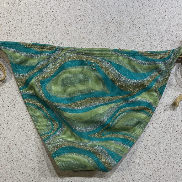 Guess Gold, Silver, & Green Bikini Bottoms, size small - Picture 8 of 12